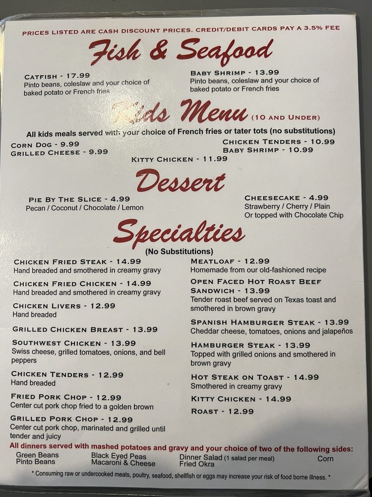 Wright’s Family Diner menu 4