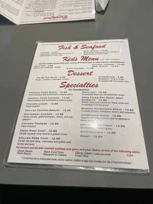 Wright’s Family Diner menu 2